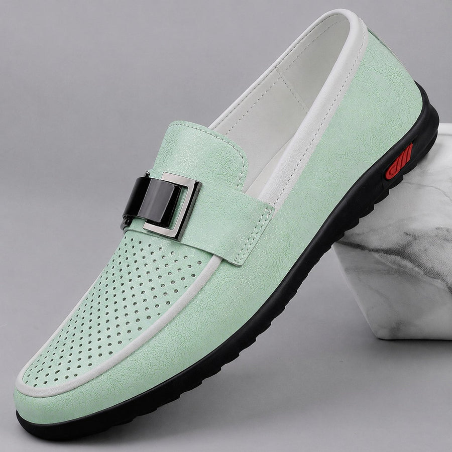 Montauk Genuine Leather Loafer in Sea Foam Perforated