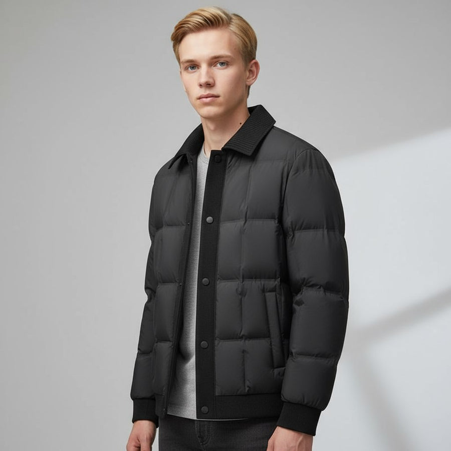 Montauk Quilted Down Jacket in Charcoal