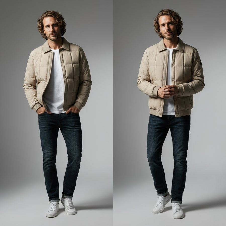 Montauk Quilted Down Jacket in Khaki