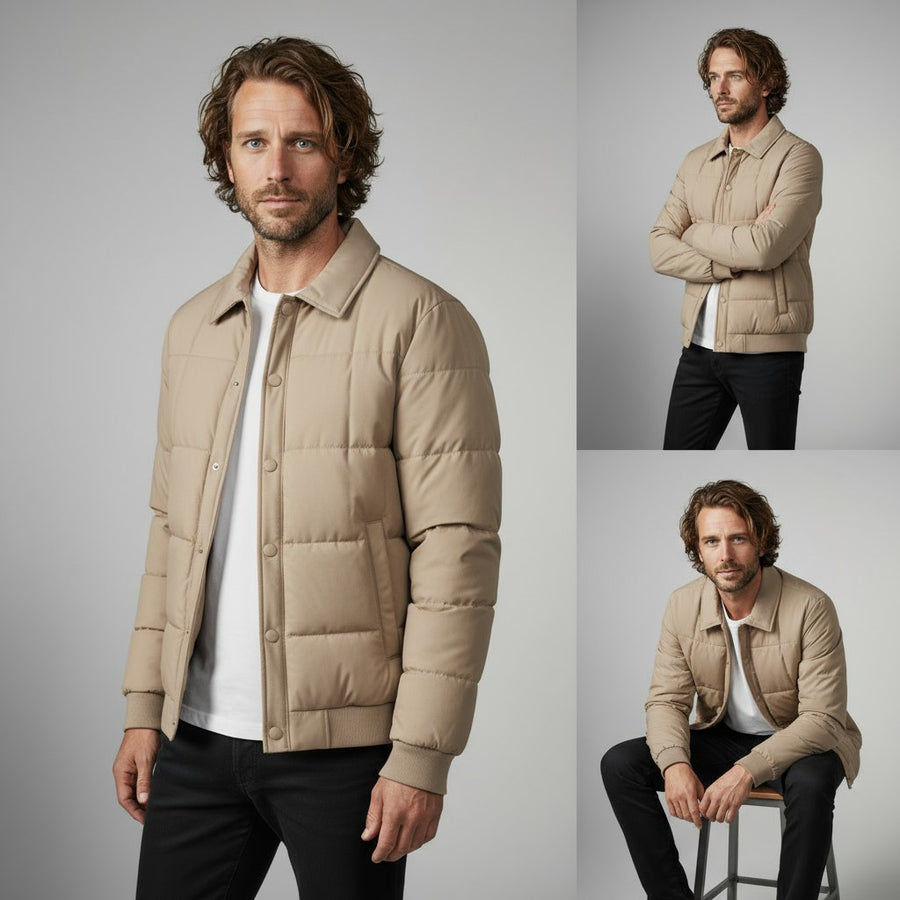Montauk Quilted Down Jacket in Khaki
