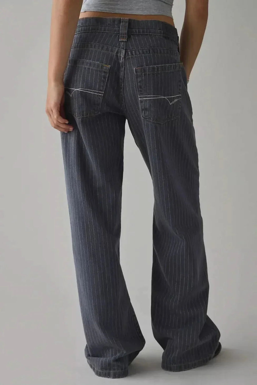 Morgan Pinstripe Wide Jeans