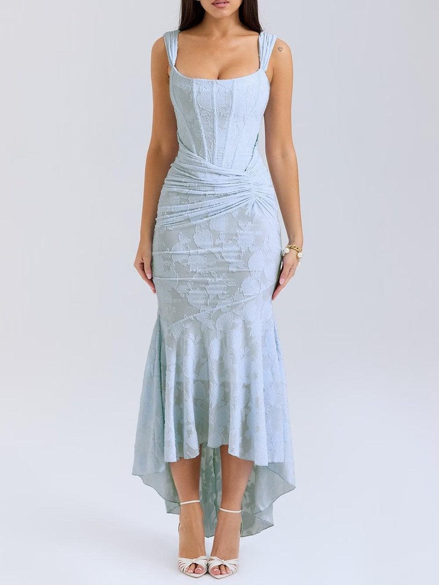 Aria | Mother of the Bride Dress Corset Ruched Mermaid Jacquard Midi