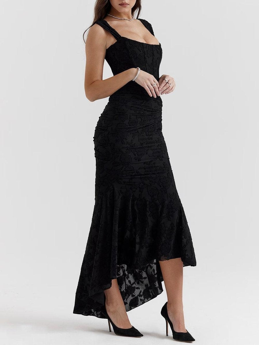 Aria | Mother of the Bride Dress Corset Ruched Mermaid Jacquard Midi