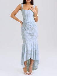 Aria | Mother of the Bride Dress Corset Ruched Mermaid Jacquard Midi