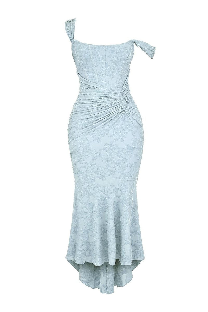 Aria | Mother of the Bride Dress Corset Ruched Mermaid Jacquard Midi