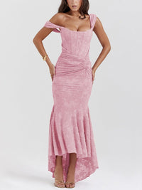 Aria | Mother of the Bride Dress Corset Ruched Mermaid Jacquard Midi