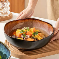 Mykonos Ceramic Serving Bowl in Fireside