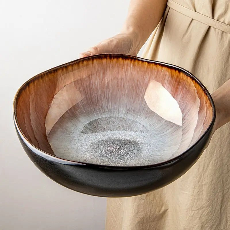 Mykonos Ceramic Serving Bowl in Fireside