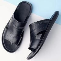 Mykonos Leather Sandal in Charcoal