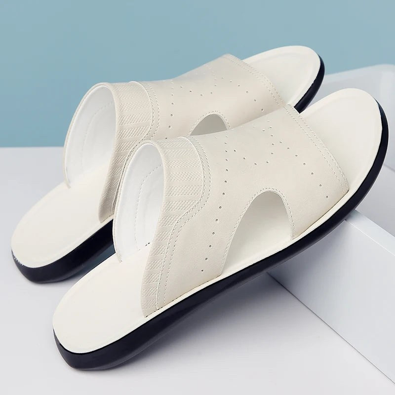 Mykonos Leather Sandal in Pearl