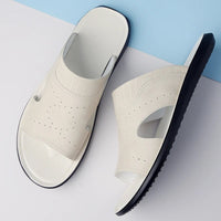 Mykonos Leather Sandal in Pearl