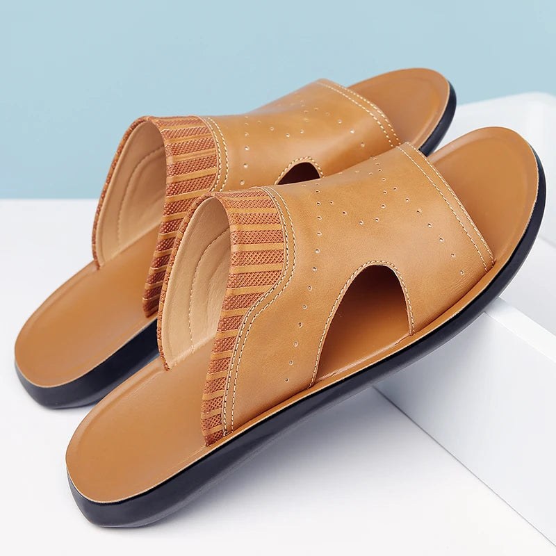 Mykonos Leather Sandal in Sienna Brown