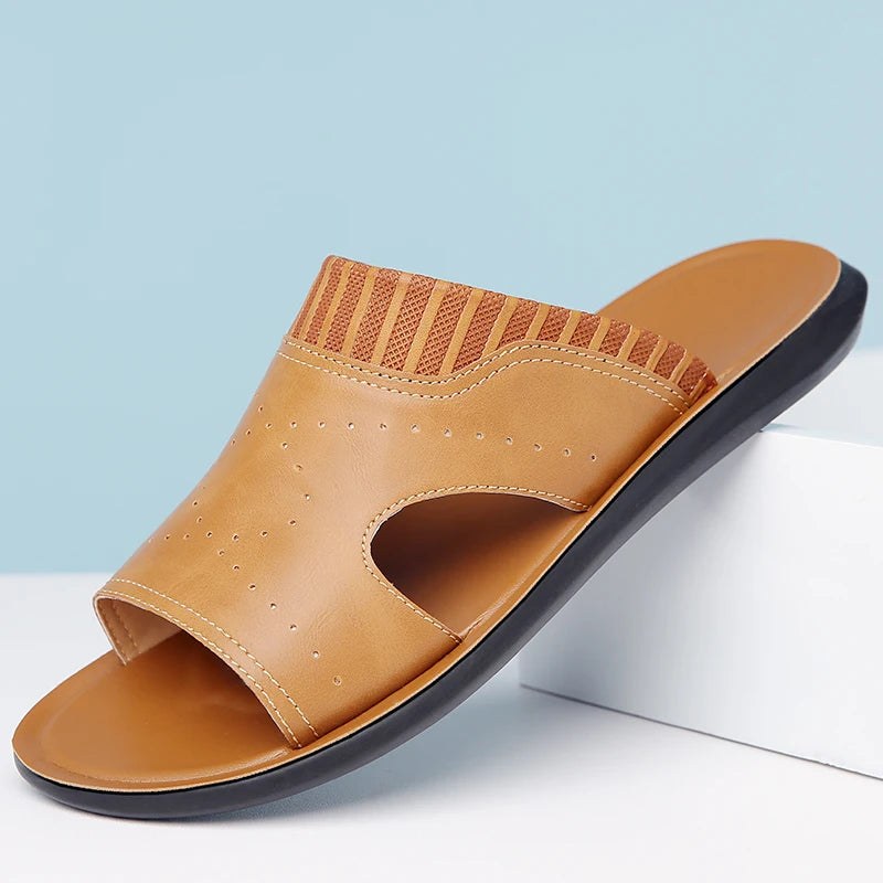 Mykonos Leather Sandal in Sienna Brown