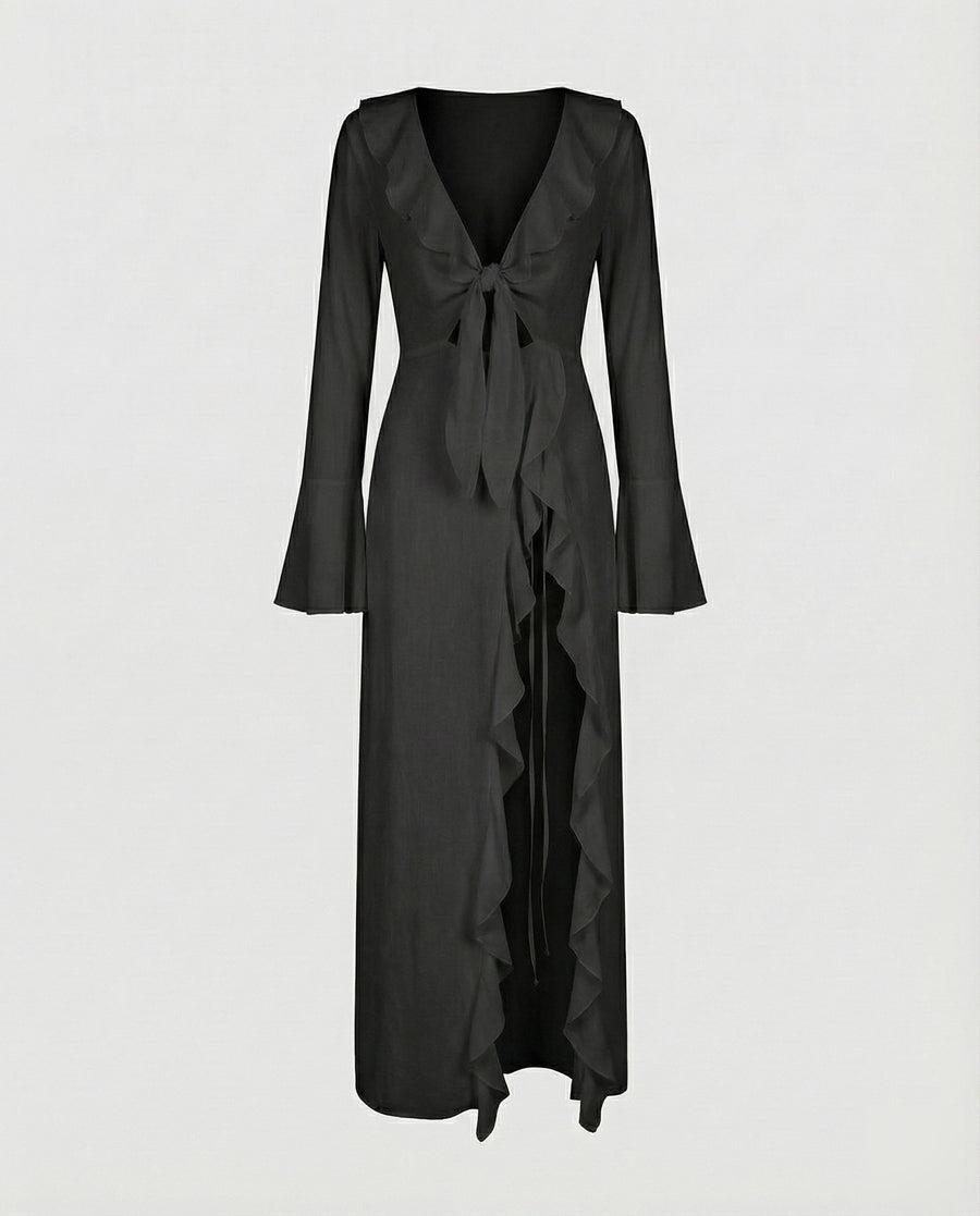 Myra Airy Maxi Dress in Black
