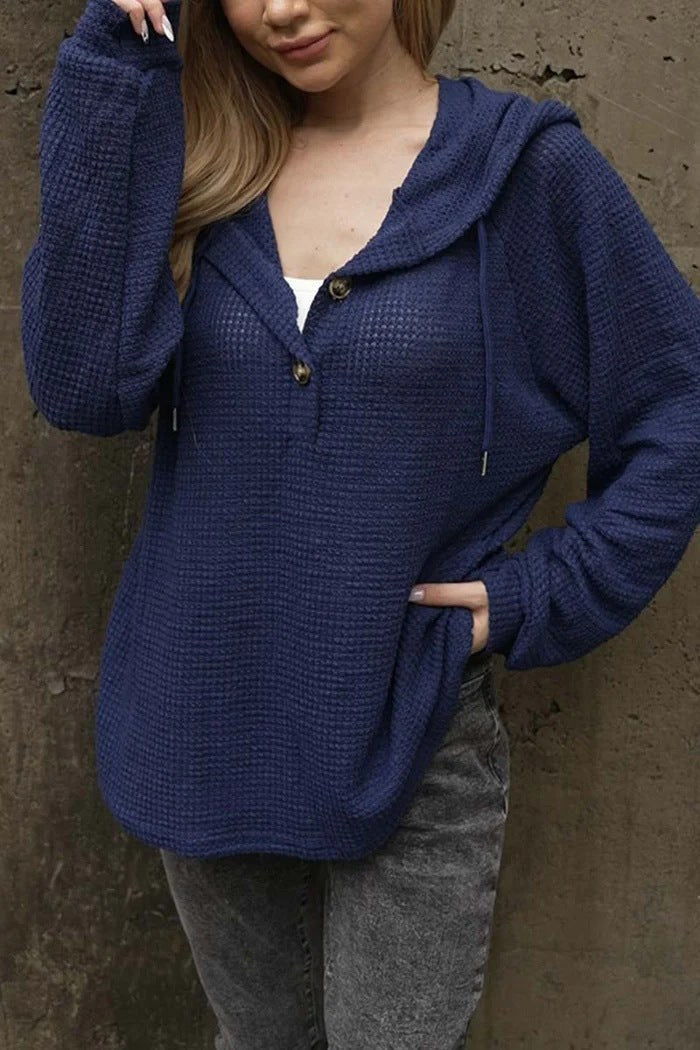 Myra Casual Hoodie with Hood in Deep Blue