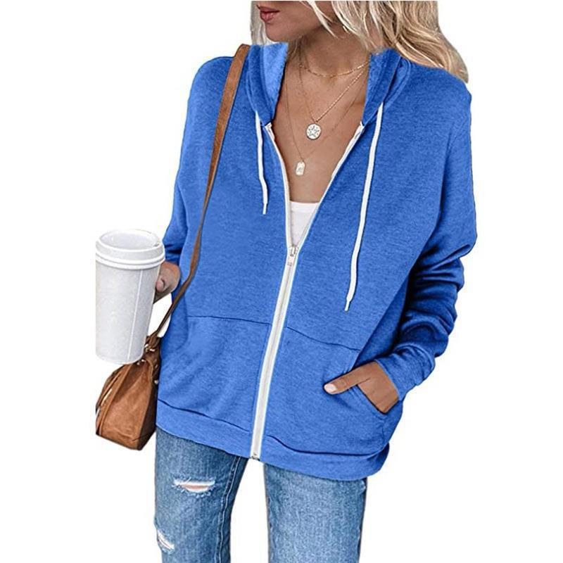 Myra Comfortable Jacket with Zip Front and Pockets in Navy