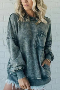 Myra Comfortable Shirt with Pockets and Oversized in Sage Green