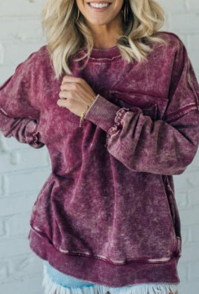 Myra Comfortable Shirt with Pockets and Oversized in Wine Red