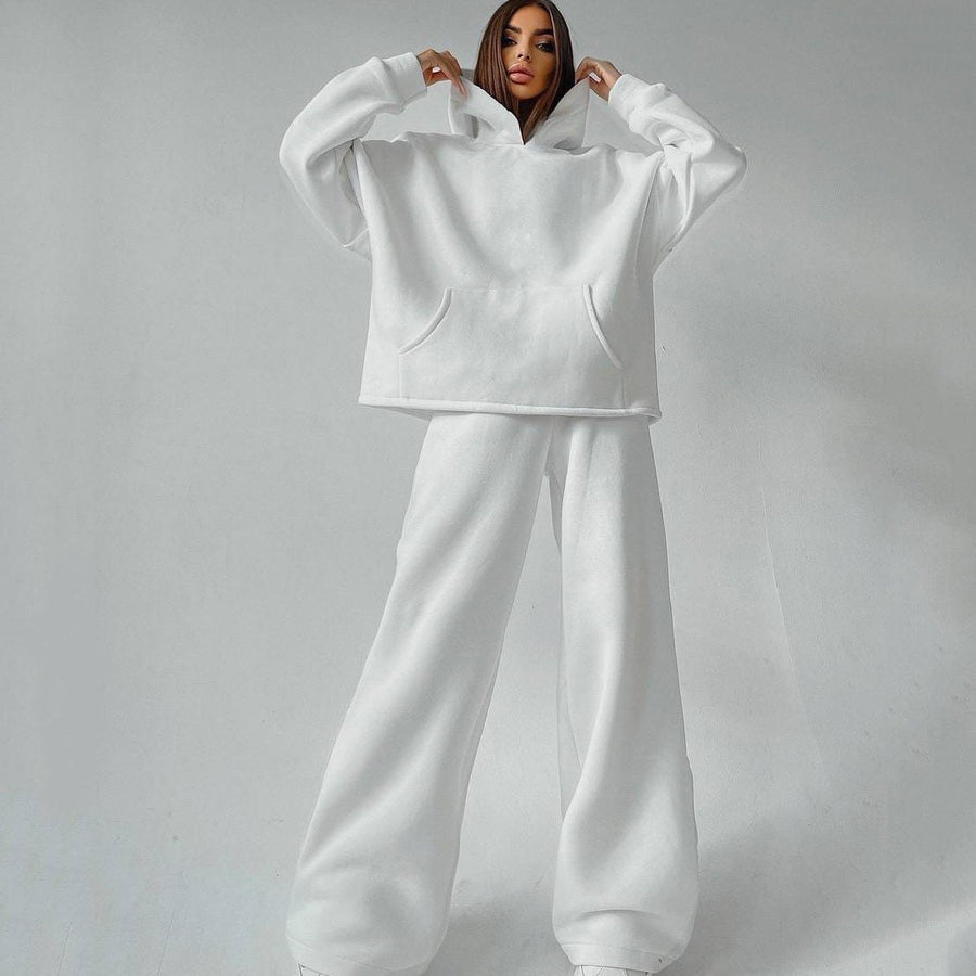 Nadia Casual Trousers with Oversized in White