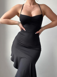 Nadia Elegant Maxi Dress in Black