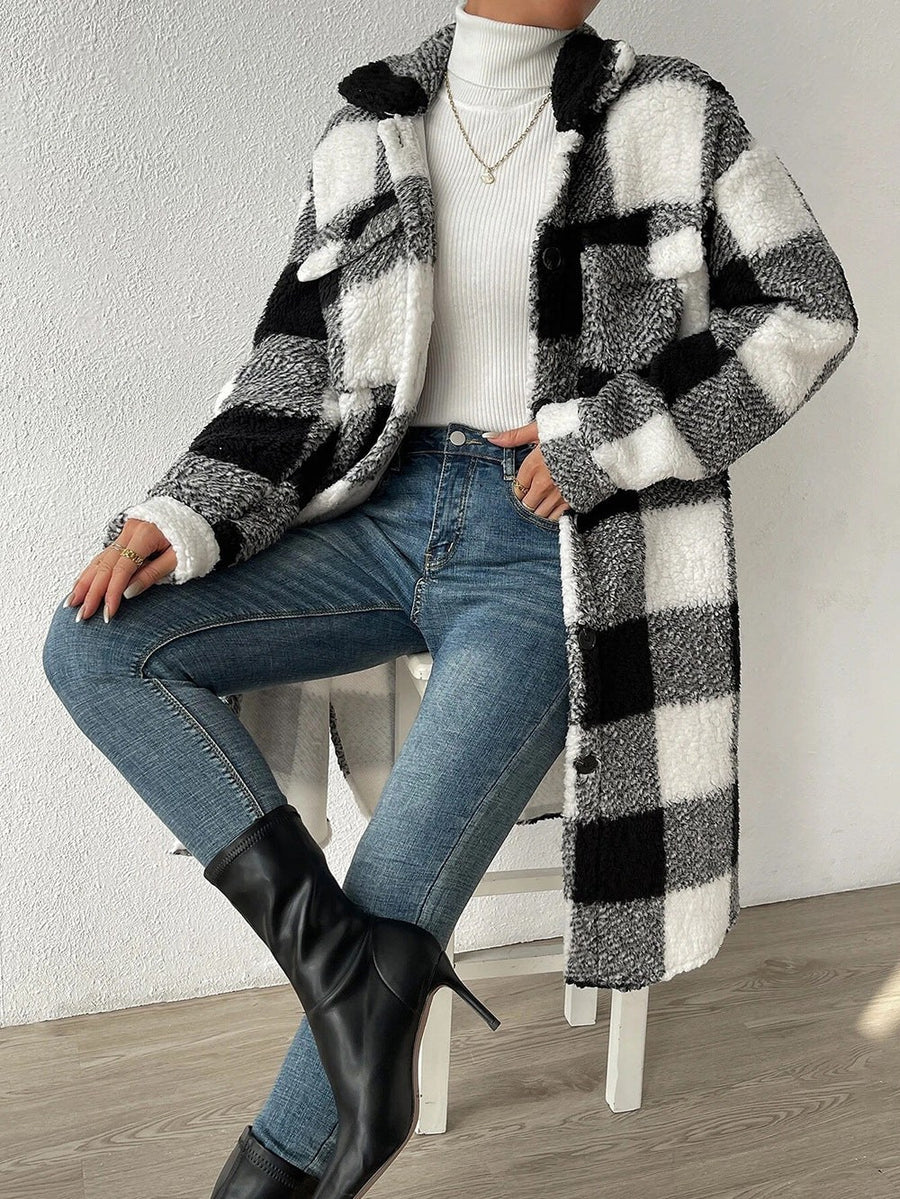 Nadia Jacket with Checked in Black White
