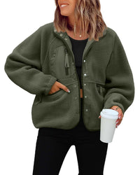 Nadia Jacket with Pockets in Olive Green