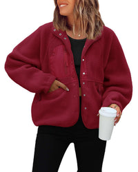 Nadia Jacket with Pockets in Wine Red