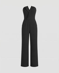 Nadia Jumpsuit with V-Neck and Sleeveless in Black