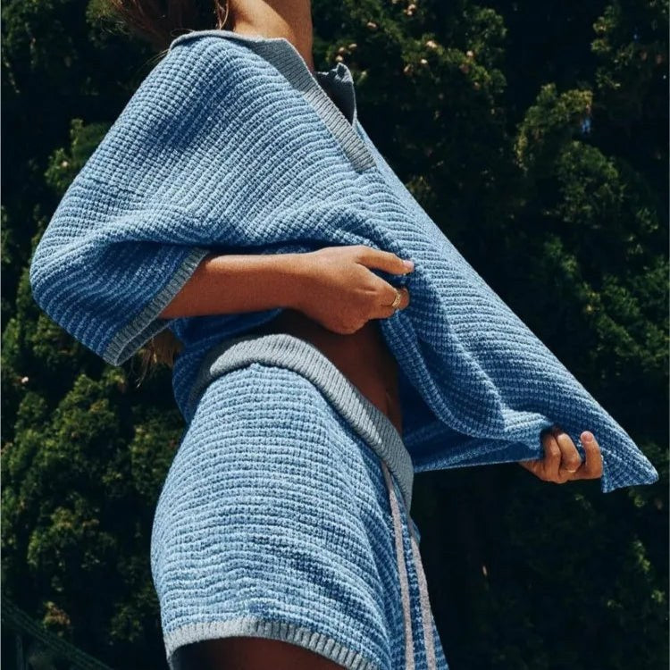 Nadia Knit Set in Baby Blue