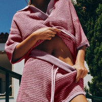 Nadia Knit Set in Rose Pink