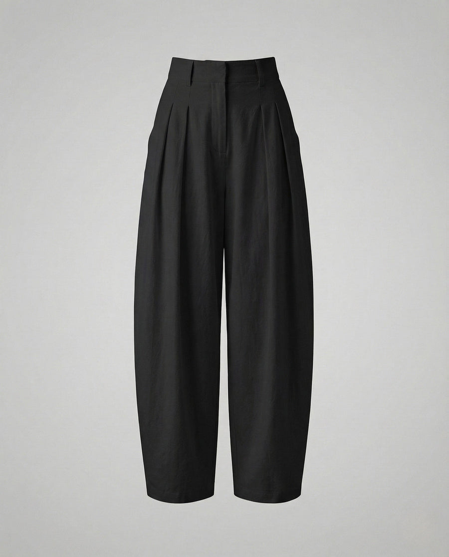 Nadia Linen Sweater with Pleated in Black