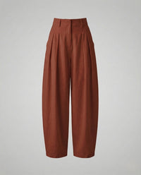 Nadia Linen Sweater with Pleated in Brown