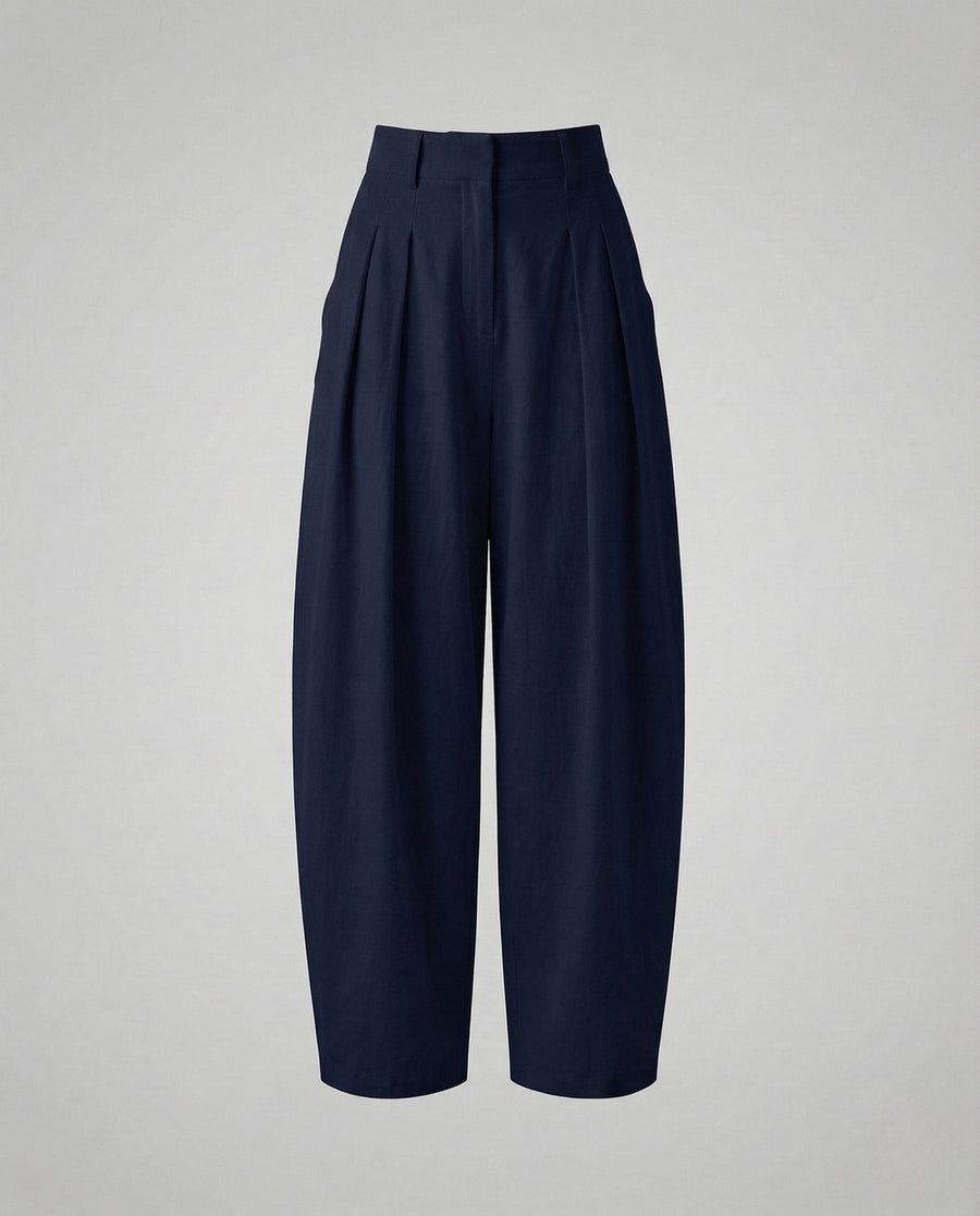 Nadia Linen Sweater with Pleated in Navy