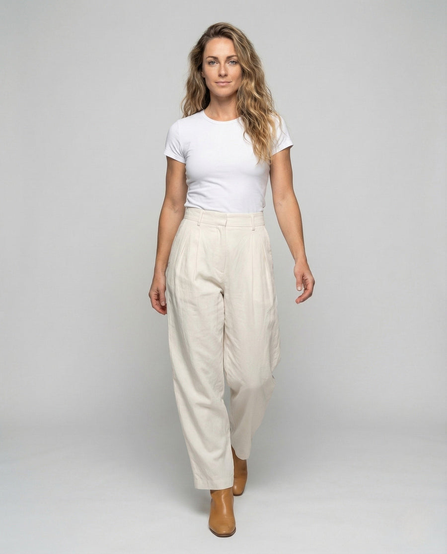 Nadia Linen Sweater with Pleated