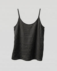 Nadia Linen Top in Black