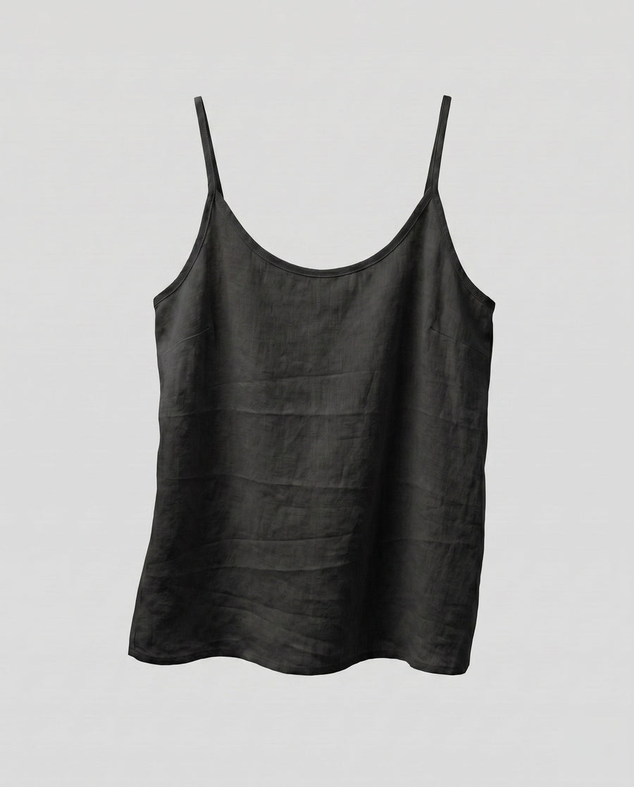 Nadia Linen Top in Black