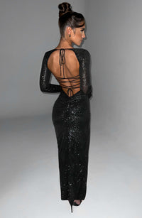 Scarlett Maxi Dress – Black Sparkle