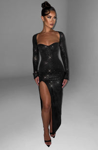 Scarlett Maxi Dress – Black Sparkle