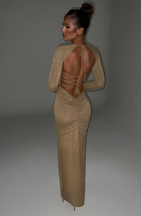Scarlett Maxi Dress – Gold Sparkle