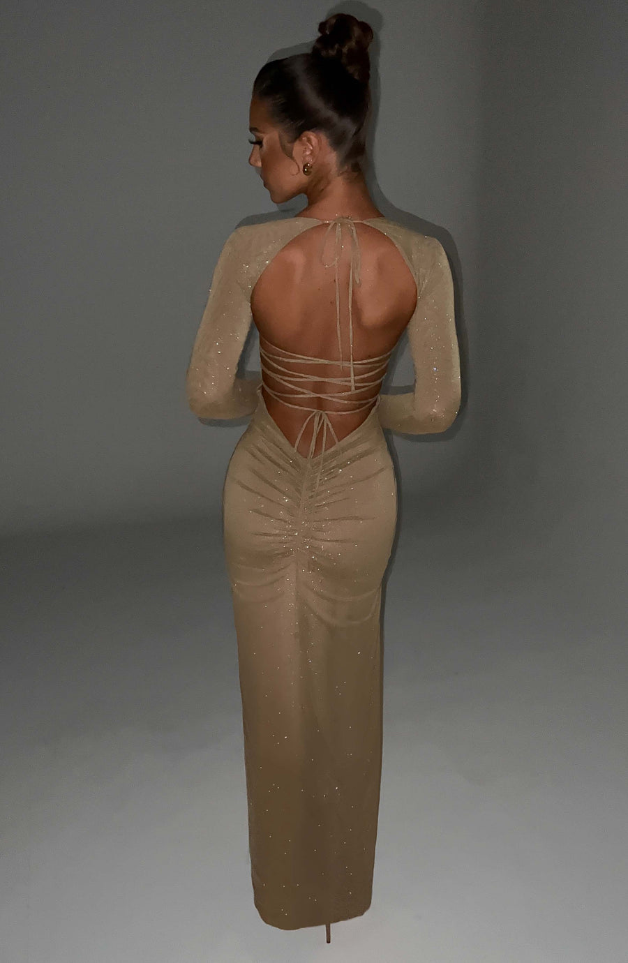 Scarlett Maxi Dress – Gold Sparkle