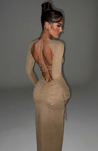 Scarlett Maxi Dress – Gold Sparkle