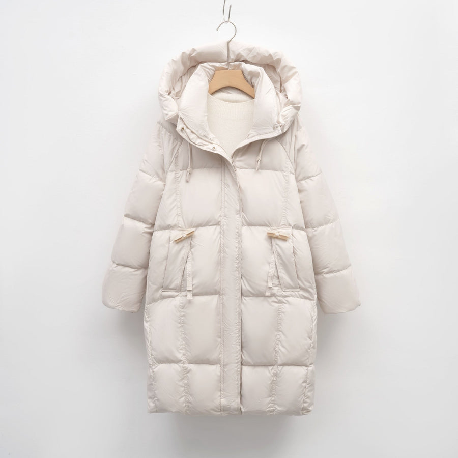 Nadine Jacket with Pockets and Hood in Beige