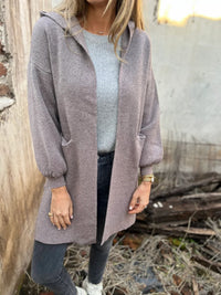 Nadine Knit Cardigan with Hood in Light Purple