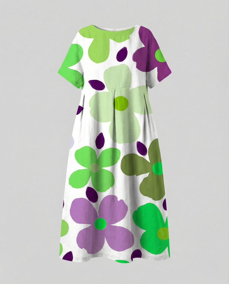 Nadine Relaxed Linen Blend Dress in Beige