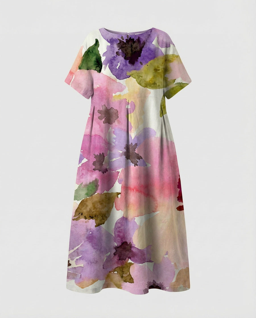 Nadine Relaxed Linen Blend Dress in Black