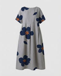 Nadine Relaxed Linen Blend Dress in Grey