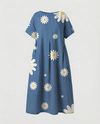 Nadine Relaxed Linen Blend Dress in Multicolour