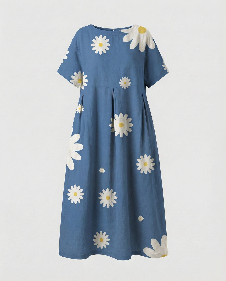 Nadine Relaxed Linen Blend Dress in Multicolour
