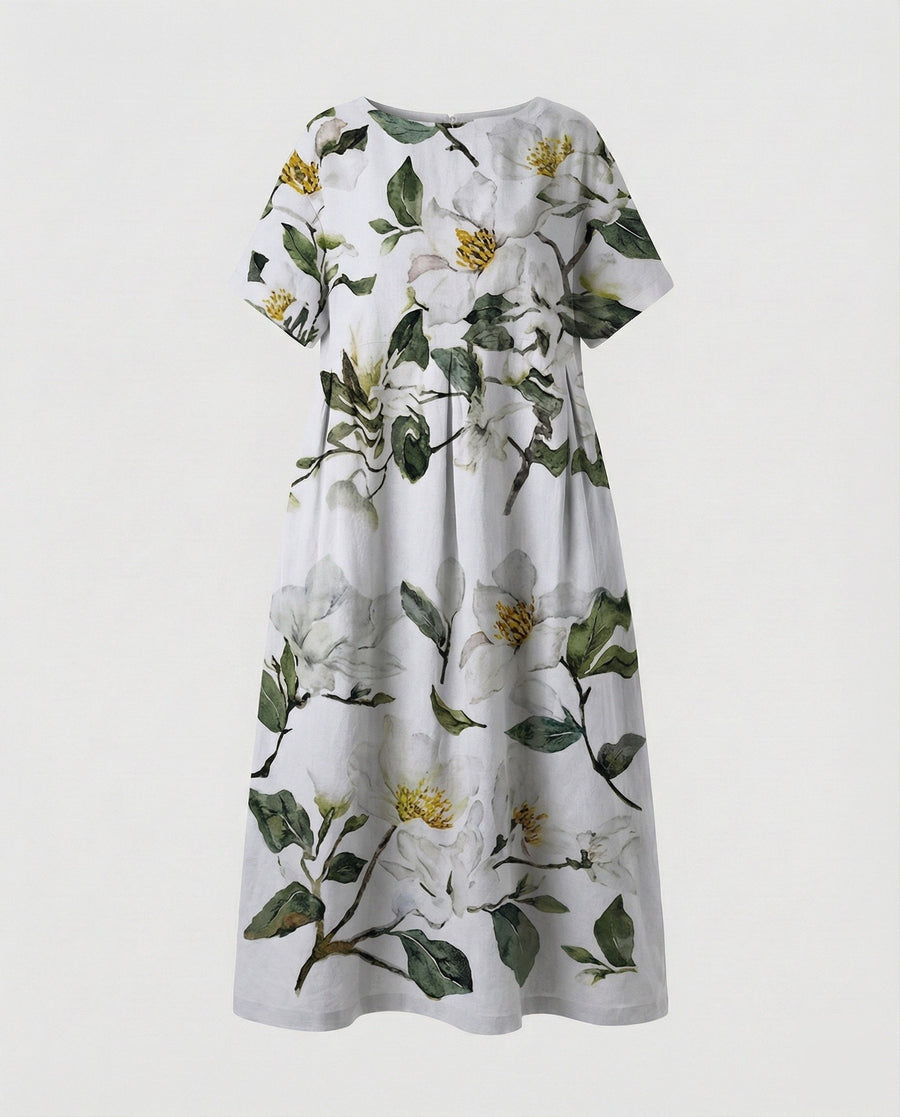 Nadine Relaxed Linen Blend Dress in White