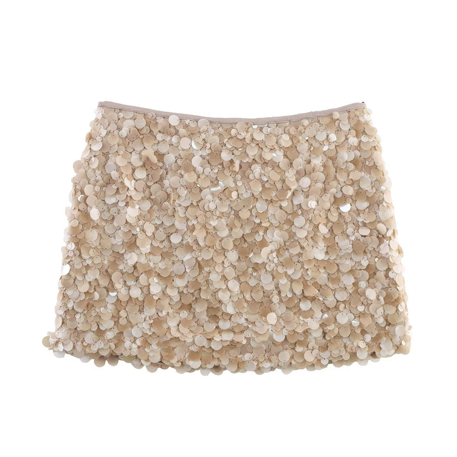 Nalani Elegant Mini Skirt in Off-White